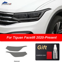 2 Pcs Car Headlight Tint ed Black Protective Film Transparent TPU Sticker For Volkswagen VW Tiguan R Line Facelift