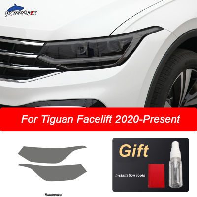 2 Pcs Car Headlight Tint ed Black Protective Film Transparent TPU Sticker For Volkswagen VW Tiguan R Line Facelift