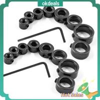 OKDEALS 18 Piece เหล็กคาร์บอนสตีล เจาะคอปก แหวนตำแหน่ง 1/8 ", 3/16", 1/4 ", 5/16", 3/8 ", 7/16", 1/2 "และ5/8" ชุดดอกสว่าน ทนทานต่อการใช้งาน พร้อมประแจอัลเลน ดอกสว่านหยุดความลึก สำหรับช่างไม้การก่อสร้าง