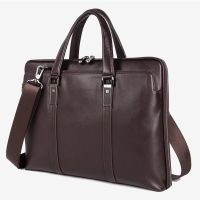 Business leather mens hand-held messenger bag