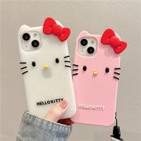 เคสโทรศัพท์ซิลิโคนนิ่มลายการ์ตูนน่ารัก3D Hello Kitty เคสโทรศัพท์มือถือสำหรับ iPhone 14 Pro Max 13 Pro Max 12 Pro Max ฝาหลังสำหรับ iPhone 11 Pro Max