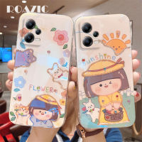 ROAZIC X5 Xiaomi POCO 5G/Redmi Note 12 5G พลอยเทียมสีฟ้าสวยเคสโทรศัพท์ดอกไม้น่ารักยางสำหรับสาวน้อยแสงแดดฝาหลังกันตกปลอกอ่อน