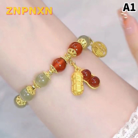 ZNPNXN กำไลข้อมือถั่วลิสงแฟชั่นสำหรับแฟนสาวสร้อยข้อมือหยกหยกเลียนแบบสไตล์ฮาราจูกุสำหรับผู้หญิงของขวัญสร้อยข้อมือเครื่องประดับ