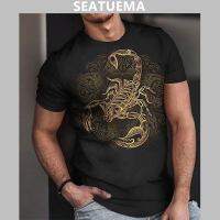 SEATUEMA แฟชั่นผู้ชายหล่อ 3D พิมพ์เสื้อยืดทองแมงป่องรูปแบบเรียบง่ายสบาย ๆ ฤดูร้อนน้ำแข็งสไตล์เสื้อยืดบาง ๆ