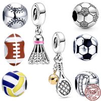 Hot Sale Football Volleyball Rugby Badminton Dangle Charm 925 Sterling Silver Beads Fit Original Pandora Bracelet Jewelry Gift