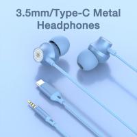 EARDECO หูฟังสายเบสสเตอริโอหูฟังแบบมีสาย Type C ขนาด3.5มม.,หูฟังหูฟังสำหรับเล่นกีฬาเพลงฮอร์นขนาดใหญ่10มม. ชุดหูฟังพร้อมไมโครโฟน