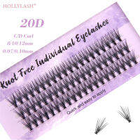 HOLLYLASH ขนตาปลอมแบบแยกช่อมีตัวต่อขนตา20D ม้วนต่อได้ง่าย Peralatan Rias Cilia