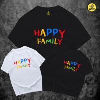 เสื้อยืดฤดูร้อน(พร้อมส่งเสื้อเฮีย)เสื้อ ครอบครัว happy family มีเสื้อเด็ก และ ผู้ใหญ่ ผ้าCotton 100% มีสองสีเสื้อยืดพิมพ์ลาย