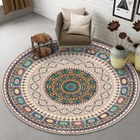 Ethnic Style Vintage Mandala Rug Round Rug Balcony Hanging Basket Living Room Decorative Floor Mats Anti-slip Rug Mandala