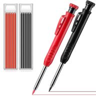 Carpenter Pencil Set Construction Carpenter Marker and 6 Black Red Refill Leads  for Scriber Wood Floor Marking A Highlighters Markers