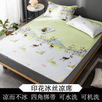 Easy-to-clean Printing Foldable Summer And Fall Cool Sleeping Mat Pillowcase Ice Silks Mattress Sheet For Household Use