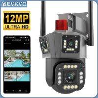 EVKVO 6K 12MP ไวเลส,Wi-Fi กล้อง IP PTZ ติดตามอัตโนมัติสามหน้าจอ10X ซูม50เมตรสีการมองเห็นได้ในเวลากลางคืนกลางแจ้งกล้องวงจรปิดกันน้ำสำหรับบ้าน