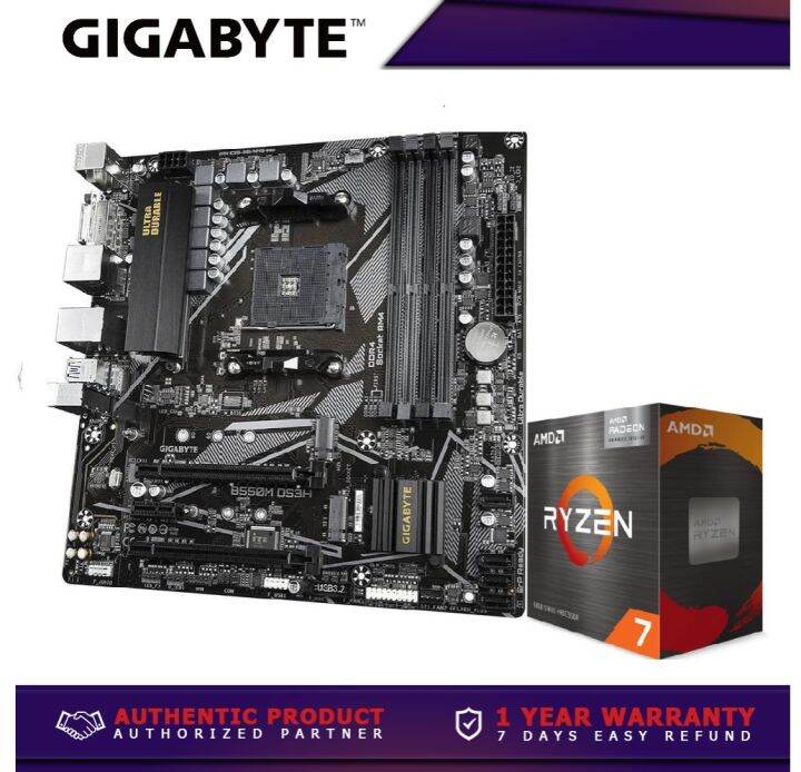 Gigabyte B550M DS3H Socket Am4 Ddr4 Motherboard With BUNDLE AMD Ryzen 7