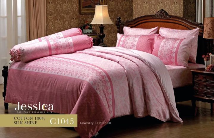 jessica-ผ้าปูที่นอน-ผ้านวม-ขนาด6ฟุต-เจสสิก้า-cotton100-ทอ360-เส้น