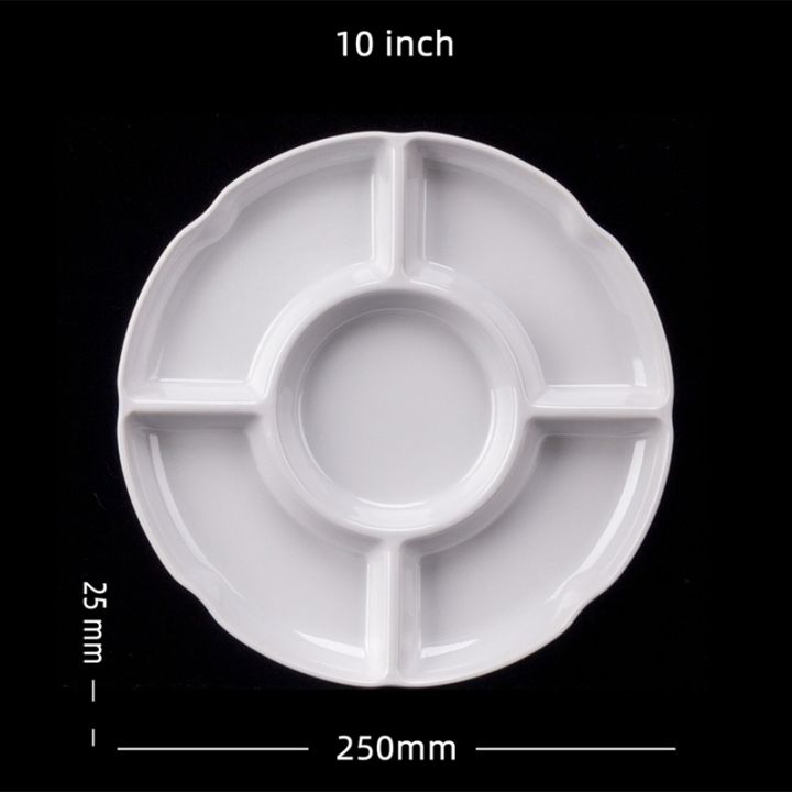 5-combined-round-plastic-tray-melamine-compartment-tray-size-13-inches-white-plastic-partition