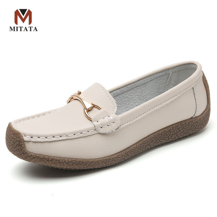 MITATA Leather Women Loafers Shoes | Lazada PH