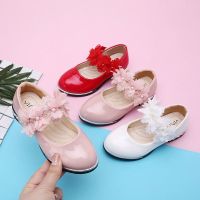 Girl Princess Shoes 2023 New Red Flower Flower Kids Leather Shoes White Performance Shoes Big Big Kids Show Single Shoes