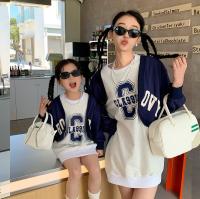 【YF】 Mom and Daughter Baby Girl Dress 2023 Korean Kids Spring Clothing Fashion Women Dresses Mommy Me Sweatshirt Long Sleeve Top