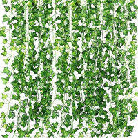 12 Pack Artificial Ivy Fake Greenery Leaf Garland Plants Vine Foliage Flowers for Wedding Garden Home Kitchen Office Wall Decor