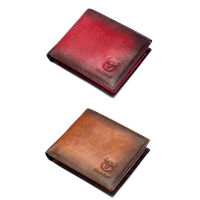 RFID Mens Leather Anti-Theft Brush Wallet Double Ultra-Thin Short Wallet Multi-Card Position ID Bag