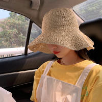 Handmade Crochet Beach Straw Hat Ladies Summer UV Protection Sun Hat Big Brim Foldable Cap Bali Eco Vacation Cap