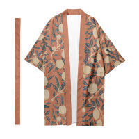 Mens Japanese Traditional Ethnic Long Kimono Cardigan Womens Kimono Fruit Pattern Kimono Shirt Yukata Jacket 1