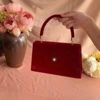 Hot selling All-match Kong style bag bridal wedding retro pearl velvet square one-shoulder Messenger