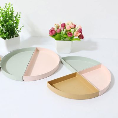 【CC】¤  2Pcs Semi-circular Metal Tray To Combinations Organization Supplies