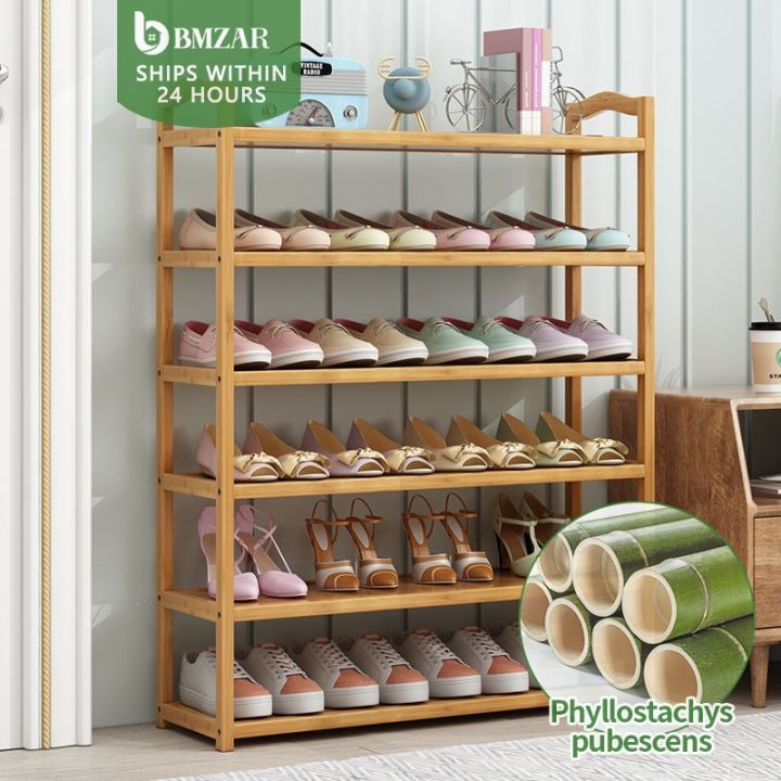 Hot selling】Multi-layer Bamboo Shoe Rack Organizer Holds 30 Pair Of Shoes  Portable 4/5/6Layers 60/80/100CM