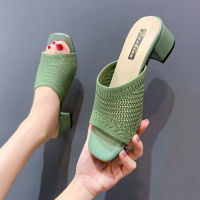 Summer 2022 Fashion Knit Ladies Slippers Casual Joker Shoes Bare Foot Open Toe Sandals Beach Flip-flops Furry Slides for Women