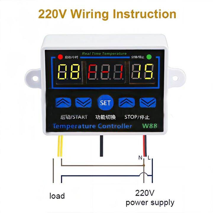 ตัวควบคุมเทอร์โมสตาทตัวควบคุมอุณหภูมิ-led-ดิจิทัล-w88ไฟ10a-12v-220v-สวิตช์เซ็นเซอร์-xh-w1411สำหรับควบคุมเครื่องฟักอุณหภูมิ