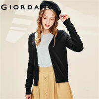 Giordano ผู้หญิงจอร์แดน Cardigans Ribbed V คอเสื้อผ้าฝ้ายผาปิดแบบกระดุม Ribbed Cuffs และ Hem คุณภาพเสื้อผ้าจัดส่งฟรี05350649