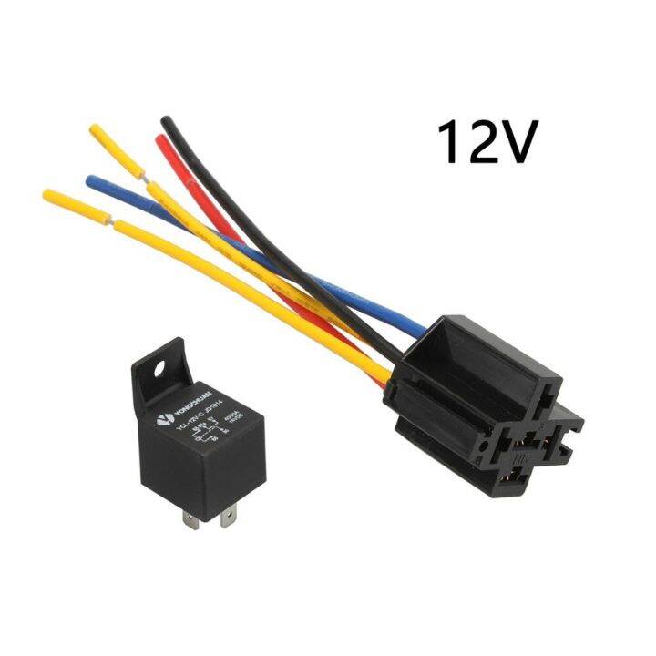 worth-buy-รีเลย์รถยนต์กันน้ำ12v-40a-5ขารีเลย์รถยนต์12v-4pin-พร้อมขั้วทองแดงสีดำพร้อมรีเลย์รีเลย์