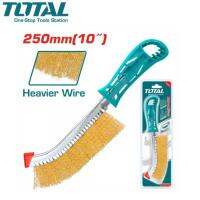 TOTAL แปรงลวดทองเหลือง แบบมีด้าม ขนาด 10 นิ้ว รุ่น THT92102 ( Wire Brusher )