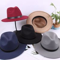 New Fashion Men Fedoras Womens  Jazz Hat Summer Spring Black Woolen Blend Cap Outdoor Casual