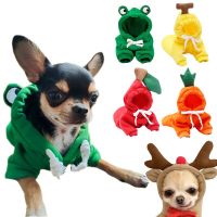 Warm Clothes For Small Dogs Cat Puppy Hoodies Cute Frog Deer Fruit Funny Costume Chihuahua Yorkie Jacket Kitten Pet Sweatshirts