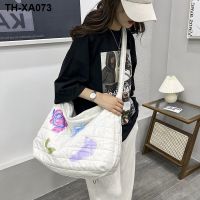 2022 Down Lingge Messenger Tote Shoulder Womens Canvas Fashion Print กระเป๋าสะพายข้าง