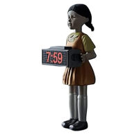 Squid Game Alarm Clock Часы Настенные Fires Bullets To Wake You Up Red Light Green Light Doll Clock Squid Game Clock Funny Doll