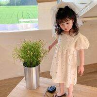 【Ladies shop】มาใหม่เสื้อผ้าเด็ก ToddlerPolka Dot BacklessDress ชุดโบว์แขนสั้นน่ารัก