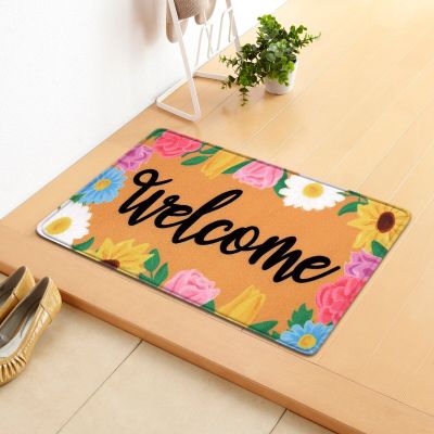 Welcome Mat Flowers Home Printed Entrance Doormat Bedroom Balcony Kitchen Floor Mats Anti-slip Living Room Carpet Home Decor