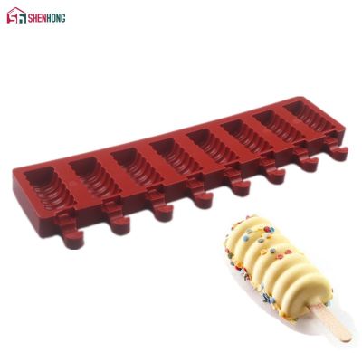 SHENHONG 8 Cavity Striped Ice Cream Makers Mold DIY Molds Ice Cube Moulds Dessert Molds Tray Popsicle Molds