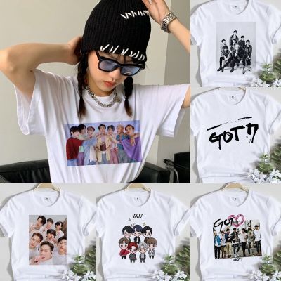 GOT7ฤดูร้อนแฟชั่นสีขาวสุภาพสตรีเสื้อยืดคอกลมแขนสั้นเสื้อยืด เสื้อเบลาส์