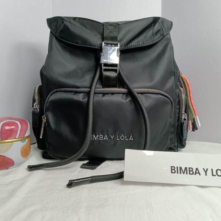 พร้อมส่ง-bimba-y-lola-nylon-กระเป๋าเป้สะพายหลัง-ลําลอง-แต่งหัวเข็มขัด-ขนาดกลาง-เรียบง่าย-2023