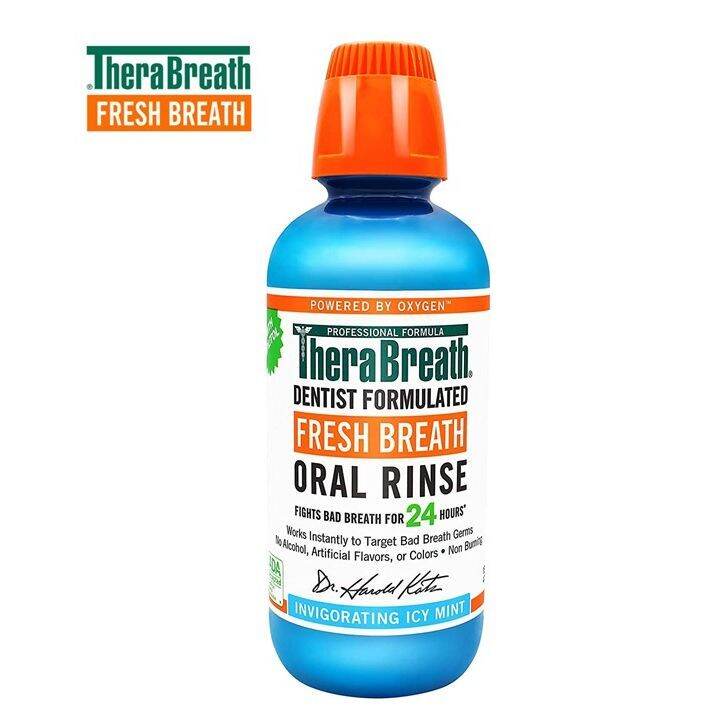 TheraBreath Fresh Breath Dentist Formulated Oral Rinse, Icy Mint 473ml ...