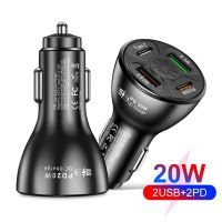 4 Ports Car Charger PD 20W Fast Charging Car Phone Adapter USB Type C for iPhone 13 12 Xiaomi Samsung S21 S22 Quick Charge 3.0