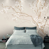 [hot]Custom Mural Wallpaper Modern Chinese Style Hand Painted Magnolia Flower Bird Photo Wallpaper Bedroom Papel De Parede Home Decor