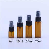 50pcs/lot 5ml 10ml 15ml 20ml Glass Spray Empty Perfume Atomizer Bottle Small Test Tube Bottle Amber Glass Vials Travel Size Bottles Containers