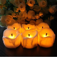 24pclot Yellow Flicker Wax Droped Cheap Candles Tear Drop Tea Light Flameless Candle Battery Operated Pillar Electronic Candle