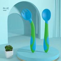 2pcs/kit Baby Training Fork and Spoon Flectional Handle Kids Learning Spoon Newborn Tableware Baby Care Kids Dishes Bowl Fork Spoon Sets