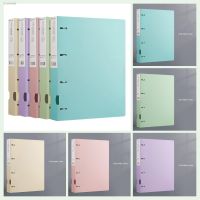 ☬☑ A4 Morandi Color File Folders Display Book 4 Hole Binder Folders Waterproof Document Ring Binder Folder Office School Supplies